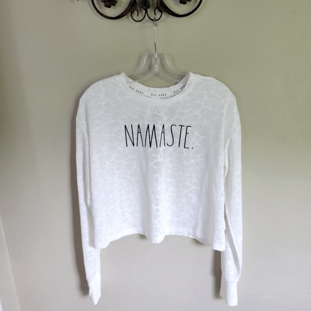 Rae Dunn Namaste sheer leopard print crop top